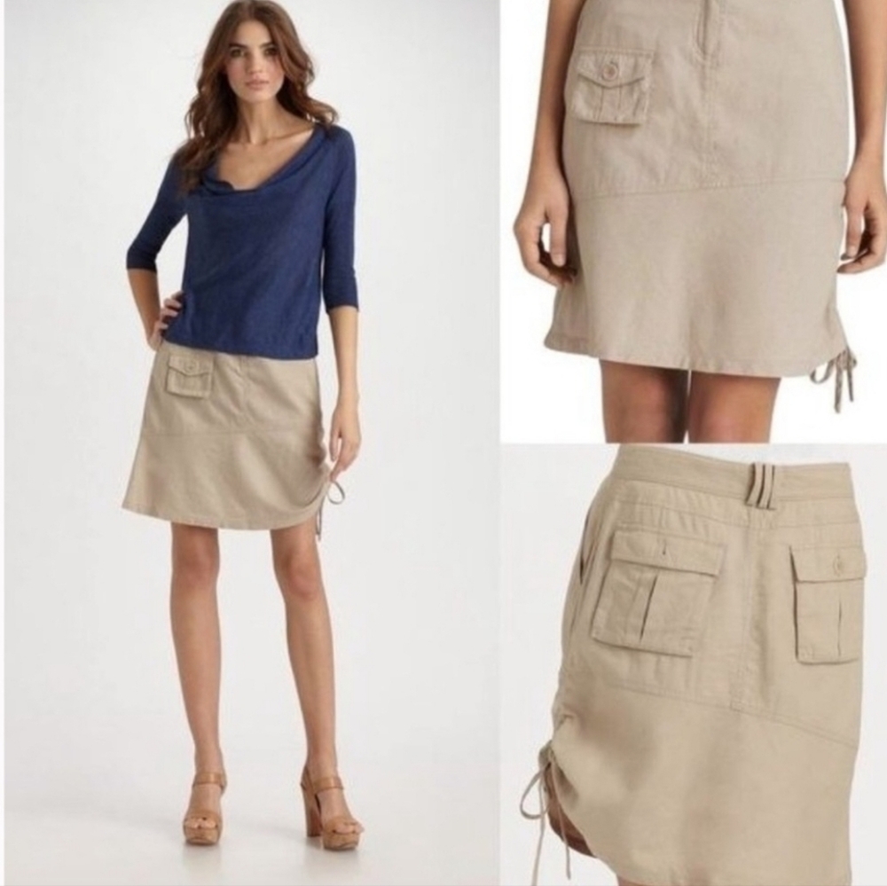 Eileen Fisher Khaki Cargo Skirt Size Medium NWT Knee Length Organic Cotton